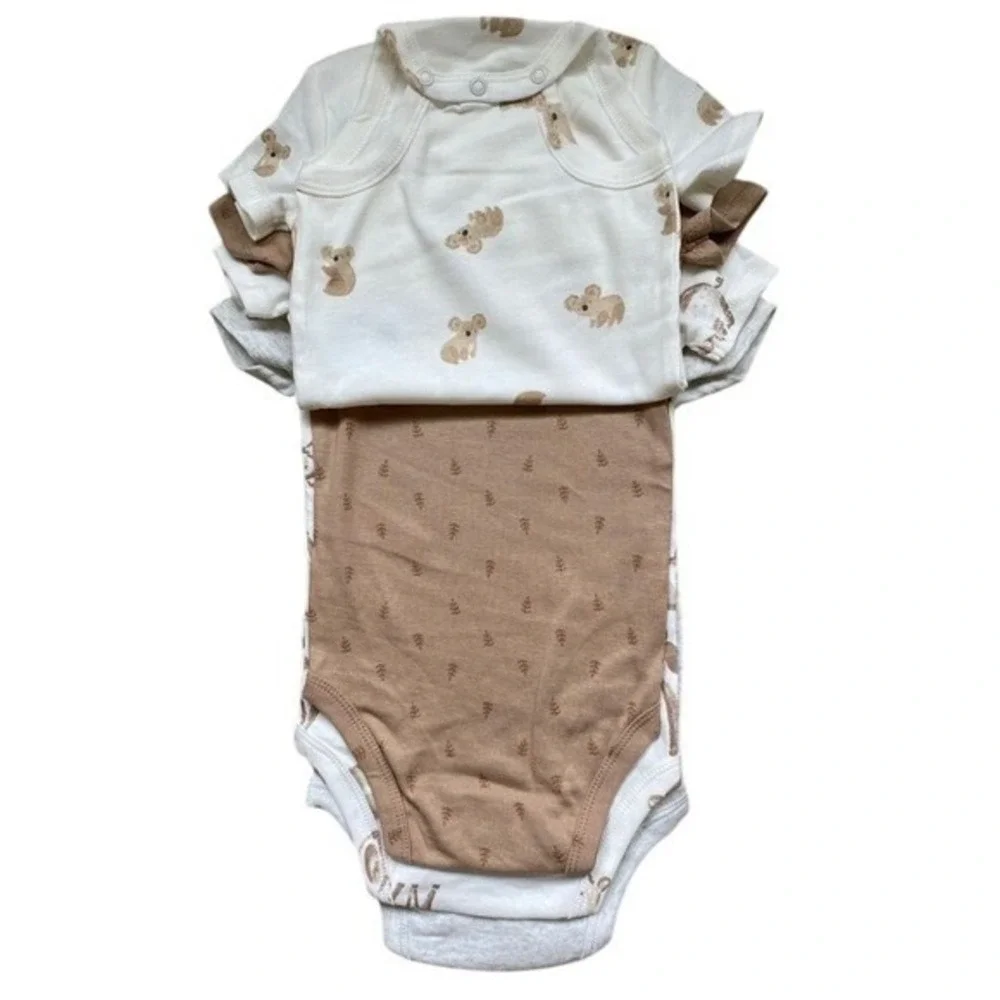 Carter's Baby Boys 4-pack Body Suit Tan, Heather Gray, White 18M New with‎ Tags!